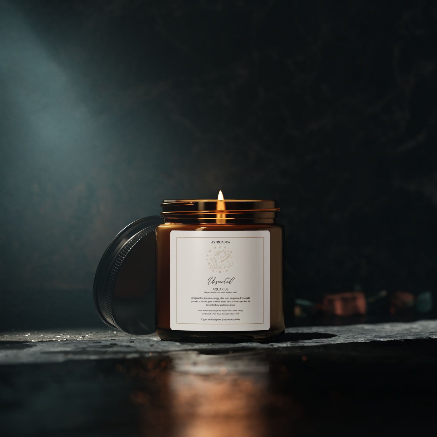 Aquarius Zodiac Candle – Unscented | A Pure & Limitless Glow for Visionaries